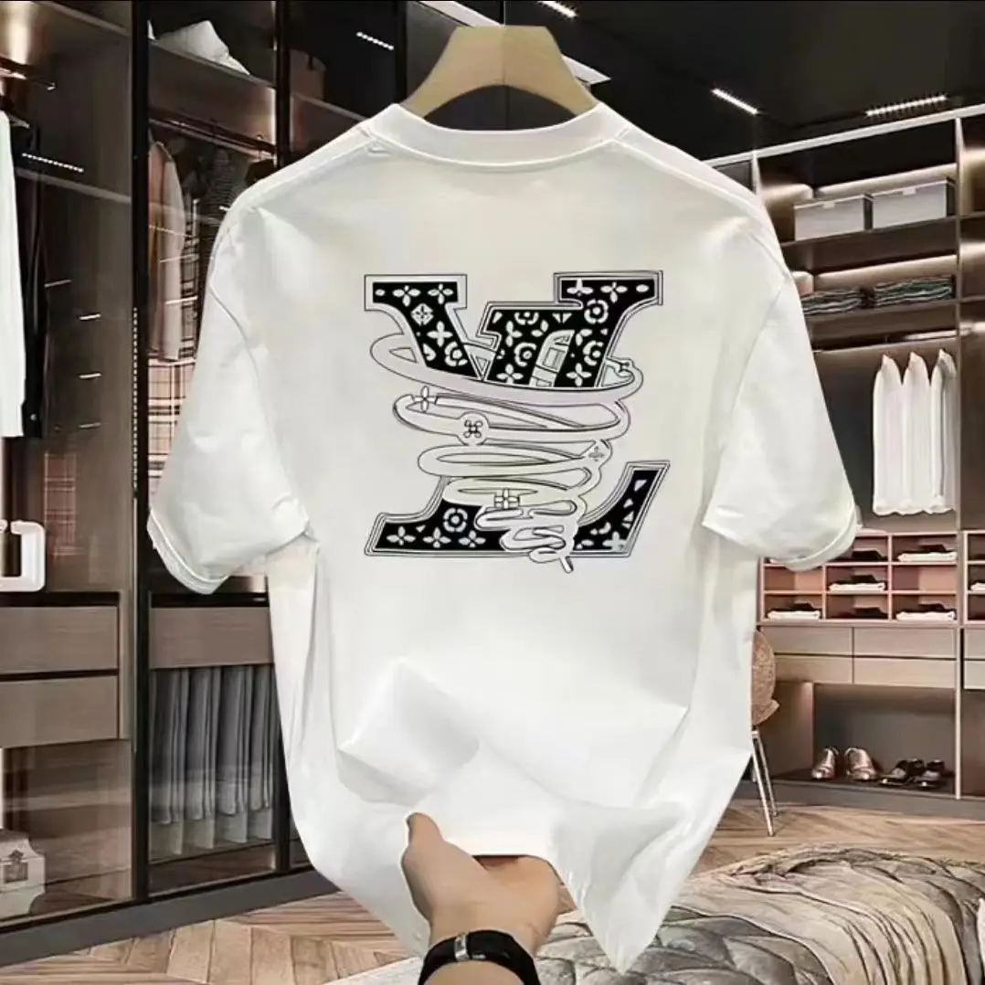 Streetwear Clothing Brand - Męska luksusowa koszulka z nadrukiem litery,