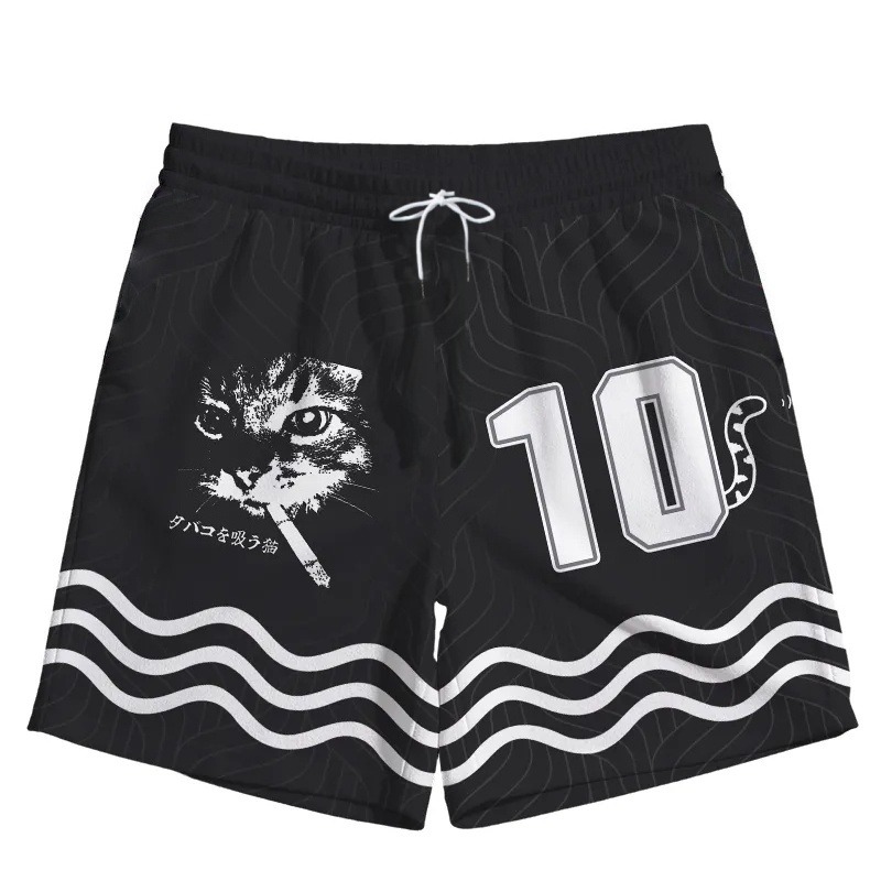Streetwear Brand Cat - Męskie letnie, szybkoschnące, luźne spodenki do